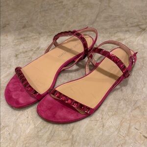Stuart Weitzman Pink Sandals with Thin Straps and Studded Details